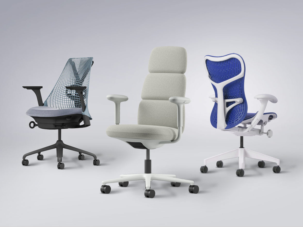 Ergonomische bureaustoelen Herman Miller Sayl, Asari, Mirra 2