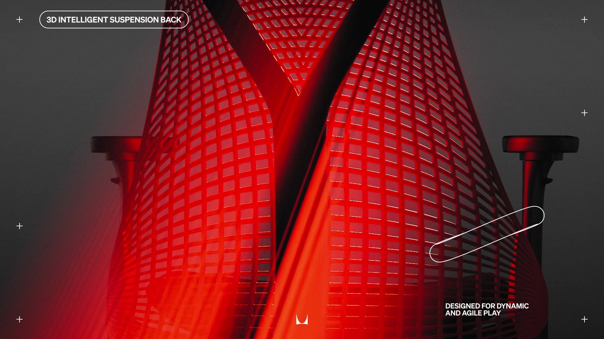 Achteraanzicht van de Sayl-gamingstoel met de tekst ‘3D Intelligent Suspension Back’ en ‘Ontworpen voor dynamisch en wendbaar spelen’