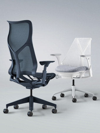 Kortingen en aanbiedingen voor Herman Miller bureaustoelen, bureaus en accessoires.