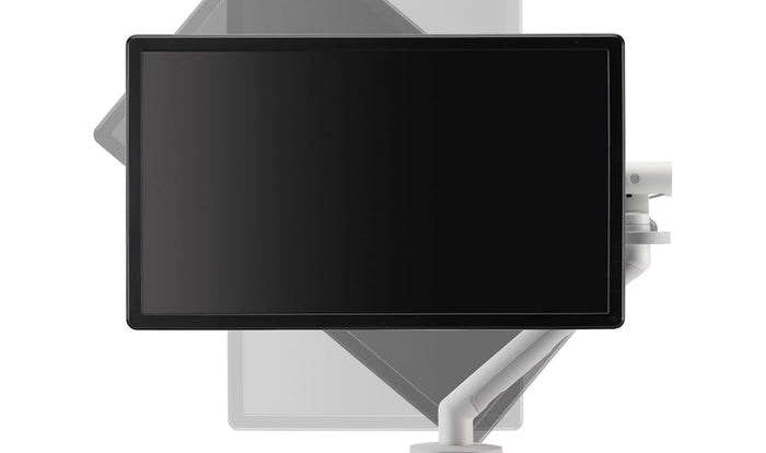 Illustration of rotation available on Flo monitor arm