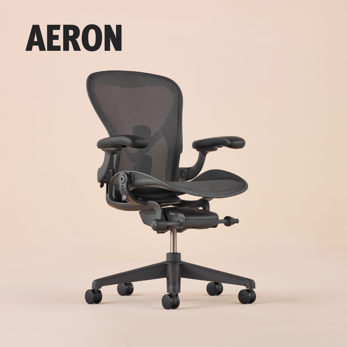 Herman Miller Aeron-bureaustoel in grafiet op effen achtergrond