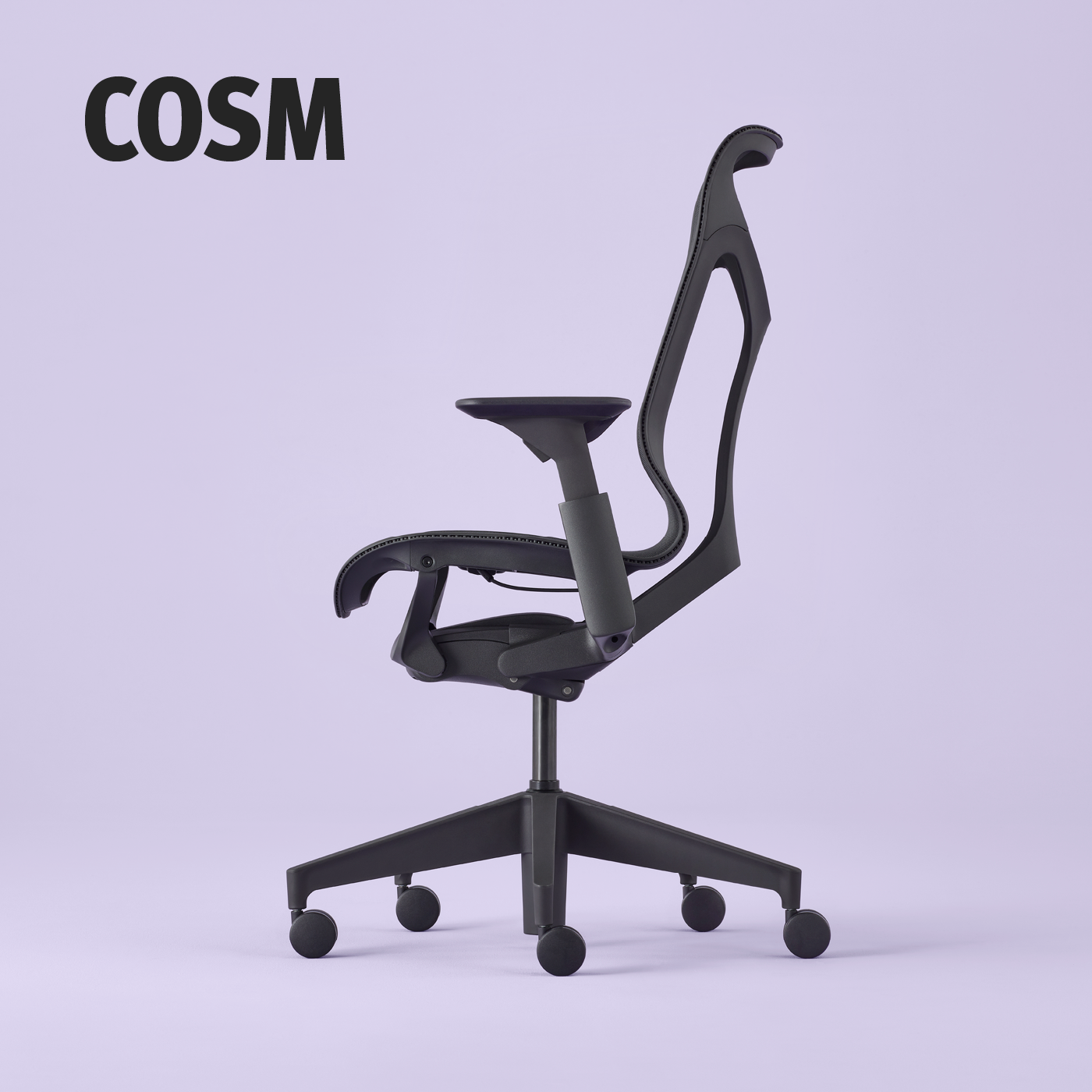 Herman Miller Cosm-bureaustoel in grafiet op effen achtergrond