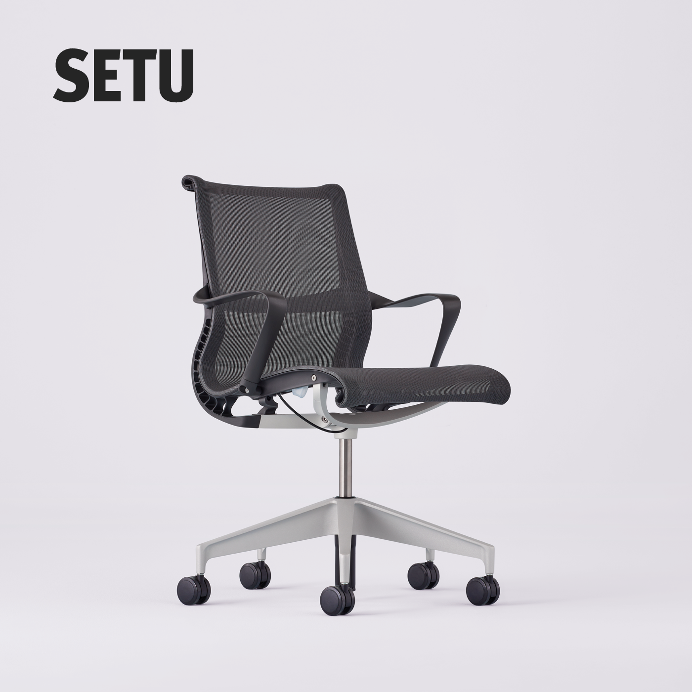 Herman Miller Setu bureaustoel in grafiet op effen achtergrond